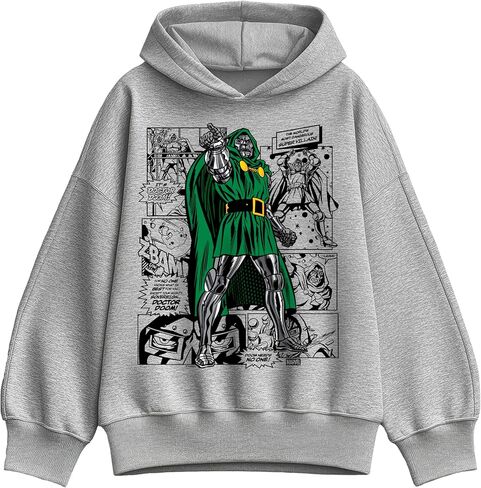 Marvel Fantastic Four - Dr. Doom Comic - سويت شيرت نسائي بقلنسوة من الصوف كبير الحجم in Saudi Arabia