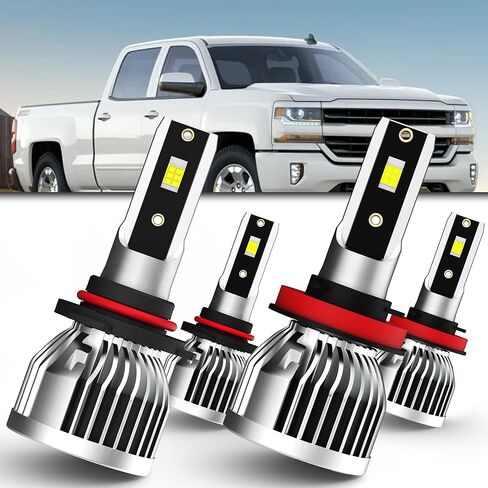 Compatible with Silverado 1500 2007-2022; Silverado 2500 3500 2008-2022 Light Bulbs High and Low Beams, 4 pcs in Kuwait