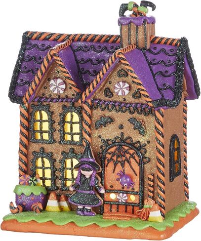 One Holiday Way 10 Inch Spooky Light Up Haunted Gingerbread House – Halloween Village Tabletop Decoration in Kuwait