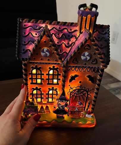 One Holiday Way 10 Inch Spooky Light Up Haunted Gingerbread House – Halloween Village Tabletop Decoration in Kuwait