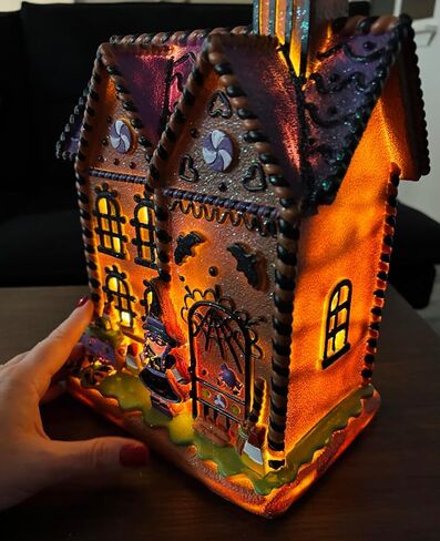 One Holiday Way 10 Inch Spooky Light Up Haunted Gingerbread House – Halloween Village Tabletop Decoration in Kuwait