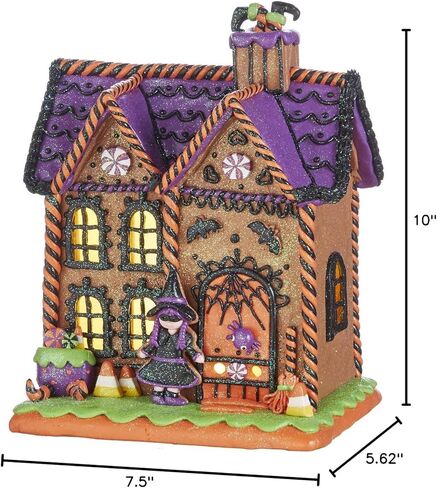 One Holiday Way 10 Inch Spooky Light Up Haunted Gingerbread House – Halloween Village Tabletop Decoration in Kuwait