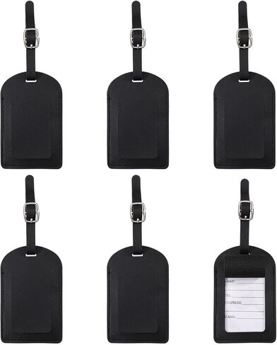 GLOBLELAND 6Pcs Leather Luggage Tags Black Privacy Protection Suitcase Labels Travel ID Labels Suitcase Name Tags with Iron Clasp for Backpack Travel Bags in Saudi Arabia