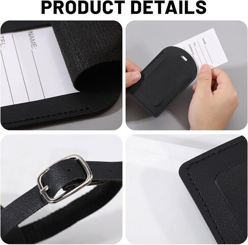 GLOBLELAND 6Pcs Leather Luggage Tags Black Privacy Protection Suitcase Labels Travel ID Labels Suitcase Name Tags with Iron Clasp for Backpack Travel Bags in Saudi Arabia