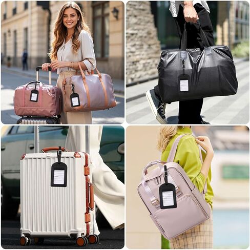 GLOBLELAND 6Pcs Leather Luggage Tags Black Privacy Protection Suitcase Labels Travel ID Labels Suitcase Name Tags with Iron Clasp for Backpack Travel Bags in Saudi Arabia