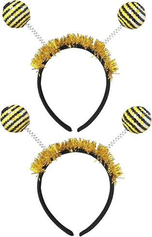 Bee Tentacle Headbands 2PCS Bee Antenna Ball Headbands Yellow Bee Hair Bands for Halloween Birthday Party Supplies in Saudi Arabia