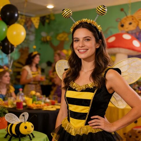 Bee Tentacle Headbands 2PCS Bee Antenna Ball Headbands Yellow Bee Hair Bands for Halloween Birthday Party Supplies in Saudi Arabia
