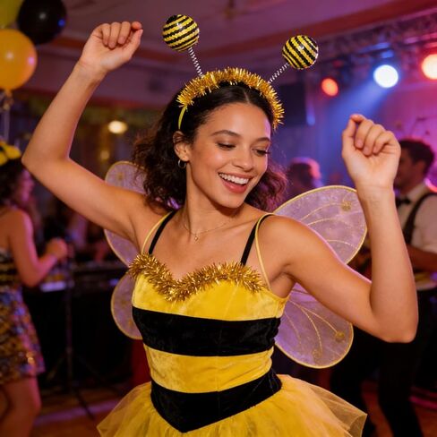 Bee Tentacle Headbands 2PCS Bee Antenna Ball Headbands Yellow Bee Hair Bands for Halloween Birthday Party Supplies in Saudi Arabia
