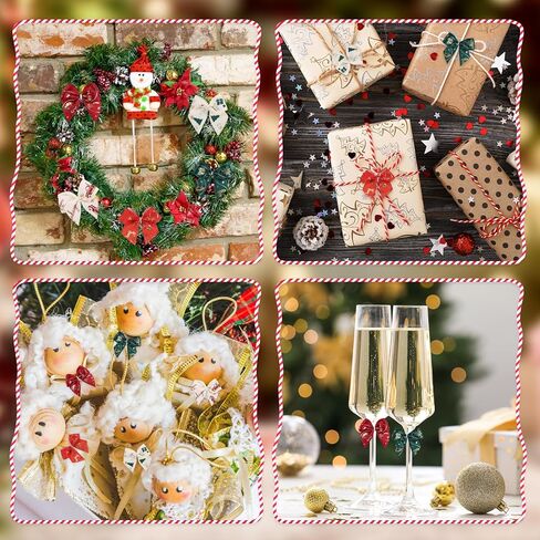 100PCS Christmas Mini Bows for Crafts 1.4" Satin Ribbon Plaid Bows for DIY Sewing Accessories Scrapbooking Christmas Gift Decorations Stocking Stuffers in Saudi Arabia