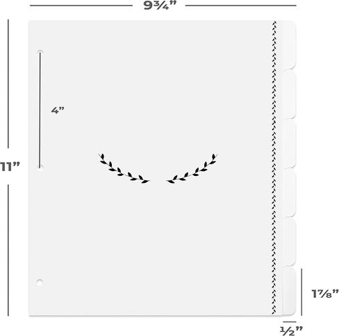 Jot & Mark Recipe Binder Tab Dividers with Blank Labels - 6 Customizable Organizer Dividers for 8.5" x 11" 3-Ring Binders (Black & White) - Recipe Tabs in Kuwait