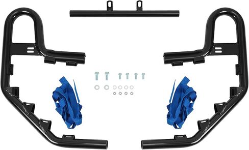 شريط ATV Nerf متوافق مع 2001-2005 Yamaha Raptor 660 / 660R Side Step Nerf Bar مع شبكات حزام بلاستيكية من الألومنيوم الأزرق مطلية بمسحوق أسود in Saudi Arabia