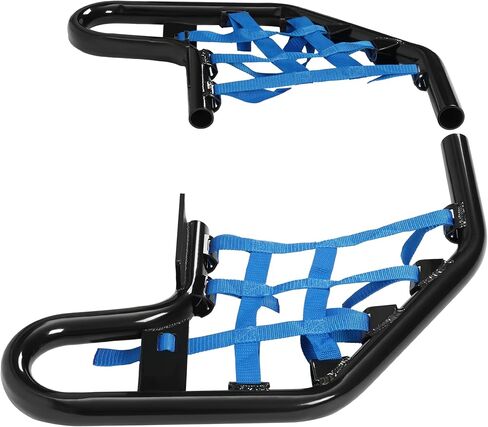 شريط ATV Nerf متوافق مع 2001-2005 Yamaha Raptor 660 / 660R Side Step Nerf Bar مع شبكات حزام بلاستيكية من الألومنيوم الأزرق مطلية بمسحوق أسود in Saudi Arabia