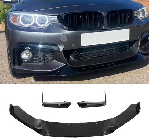 5 قطع من 5 قطع من مصابيح الضباب الأمامية لسيارات BMW F32 F33 F36 4 Series M Sport 2014-2020 MAD Style Add on Spoiler (أسود لامع) in Saudi Arabia