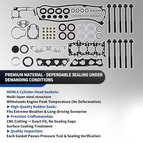مجموعة حشية الرأس HS26236PT-2 مع مجموعة مسامير متوافقة مع Civic HX EX D17A2 D17A6 1.7L V-TEC 2001-2005، استبدل HS4029 HS4034 in Saudi Arabia