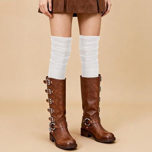 Bremorou Cute White Boot Socks Knee High Over Knee High Boot Sock Slouch Top Knit Fashion Thigh Sock Long Slouch Socks Leg Warmers White Thigh Stockings For Boots Women's in Saudi Arabia