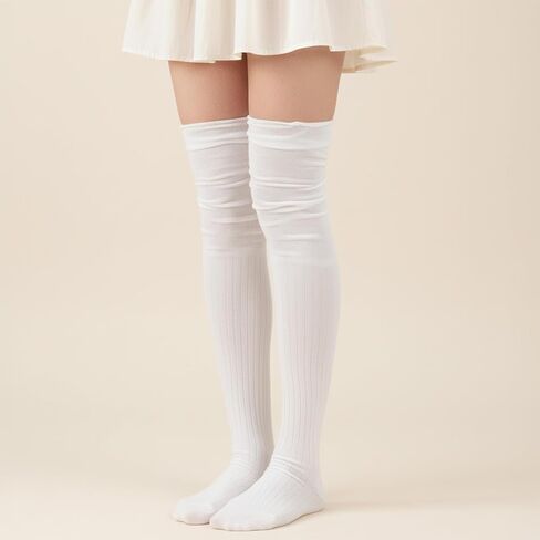 Bremorou Cute White Boot Socks Knee High Over Knee High Boot Sock Slouch Top Knit Fashion Thigh Sock Long Slouch Socks Leg Warmers White Thigh Stockings For Boots Women's in Saudi Arabia