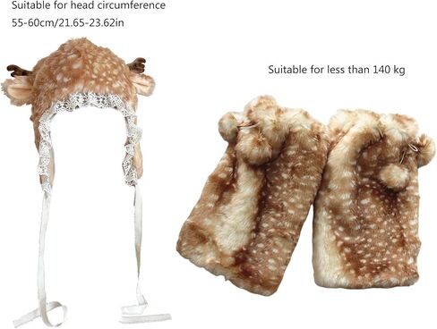 Furry Leg Warmer for Girls Cartoon Deer with Lace Brim Oversized Headgear Lovely Hat Cosplay Photo Props in Saudi Arabia
