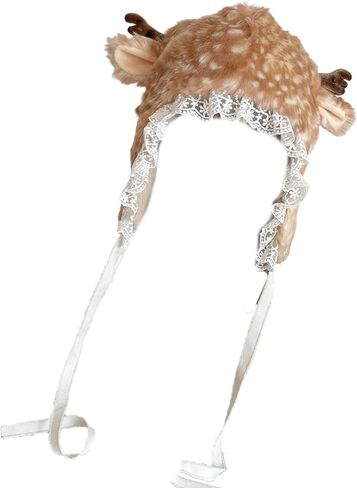 Furry Leg Warmer for Girls Cartoon Deer with Lace Brim Oversized Headgear Lovely Hat Cosplay Photo Props in Saudi Arabia