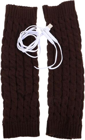 1Pair USB Heated Cable Knit Leg Warmers for Men and Women Stylish Thermal Knee Warmers for Cycling Hiking and Outdoor Activities Cozy Protection Against Cold Weather in Saudi Arabia