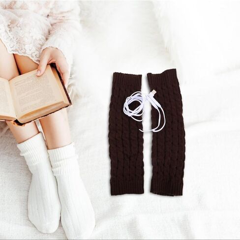 1Pair USB Heated Cable Knit Leg Warmers for Men and Women Stylish Thermal Knee Warmers for Cycling Hiking and Outdoor Activities Cozy Protection Against Cold Weather in Saudi Arabia