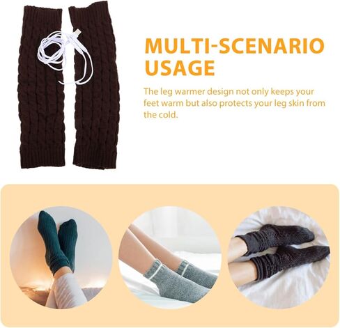 1Pair USB Heated Cable Knit Leg Warmers for Men and Women Stylish Thermal Knee Warmers for Cycling Hiking and Outdoor Activities Cozy Protection Against Cold Weather in Saudi Arabia