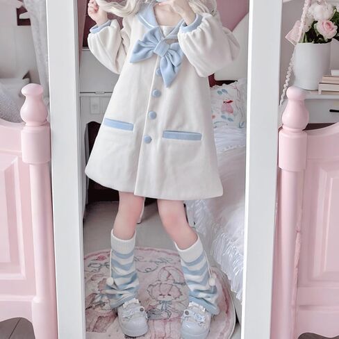 الجرونج Kawaii أنيق القوطية Y2K اكسسوارات محبوك الركبة عالية طويلة رقيق كرات ديكور مخطط تدفئة الساق in Saudi Arabia