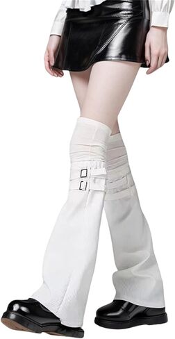 تدفئة الساق اليابانية الطويلة Y2k النساء القوطي متوهج حزام مشبك حجم كبير 80s الشرير البديل القوطية in Kuwait