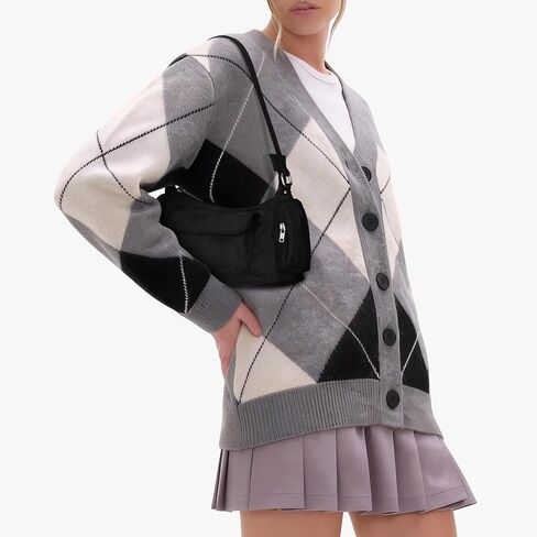 Lushandy Small Black Nylon Shoulder Bag Multi-pocket Shoulder Purse Bowler Bag Urban Viral Everyday Purse Hobo Handbag in Saudi Arabia
