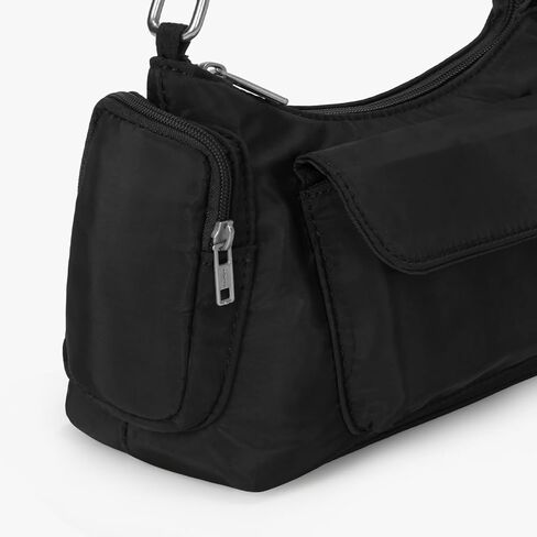 Lushandy Small Black Nylon Shoulder Bag Multi-pocket Shoulder Purse Bowler Bag Urban Viral Everyday Purse Hobo Handbag in Saudi Arabia