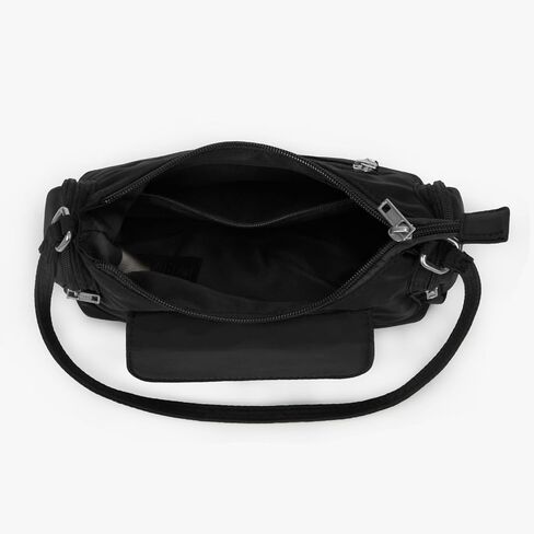Lushandy Small Black Nylon Shoulder Bag Multi-pocket Shoulder Purse Bowler Bag Urban Viral Everyday Purse Hobo Handbag in Saudi Arabia
