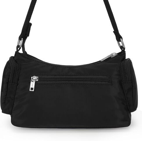 Lushandy Small Black Nylon Shoulder Bag Multi-pocket Shoulder Purse Bowler Bag Urban Viral Everyday Purse Hobo Handbag in Saudi Arabia