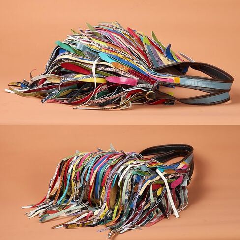 Colorful Hobo Handbag for Women Multicolor Leather Fringe Shoulder Bag Tassels Crossbody Purse Travel Shopper Satchel in Saudi Arabia