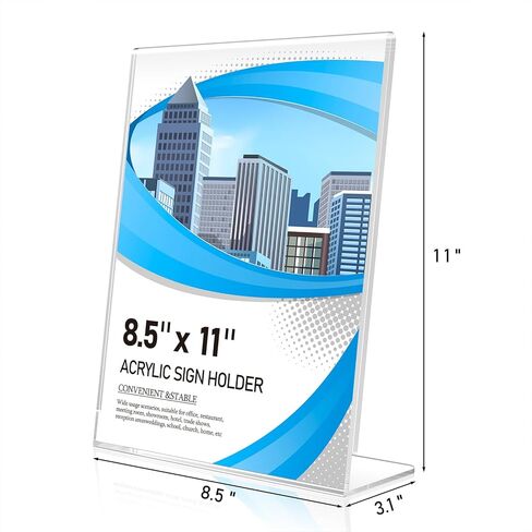 حامل لافتات أكريليك 8.5 × 11 12 حزمة، حامل لافتات شفاف على الوجهين حامل بلاستيكي للعرض، حامل لافتات الطاولة، حامل نشرة على شكل حرف L in Kuwait