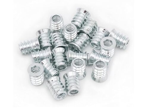 LBY 40pcs 1/4-20×15mm Threaded Inserts Nuts, Hex Socket Drive Furniture Flanged Screw-in Nut, Carbon Steel (Zinc Plated), Yellow in Kuwait