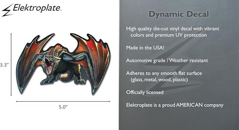 Elektroplate Officially Licensed Game of Thrones Drogon Dynamic Decal - 3.3" x 5.0" | Premium All Weather Sticker for Car, Water Bottle, Laptop, Tablet, Cooler, Toolbox, Phone | Made in The USA in Saudi Arabia