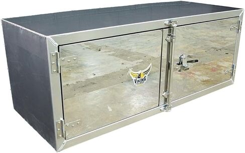 Mytee Products Trailer Tool Box KIT (18"x18"x60") Aluminum Mirror Finish w/Paddle Lock Tool Box Double Door Barndoor And Mounting Brackets (18"x18") in Saudi Arabia