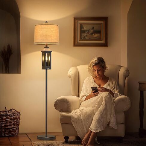 62.5" Floor Lamp for Living Room Industrial Black Standing Tall Lamps for Bedroom Mid Century Modern Corner Floor Lamps for Office Nursery Reading Light Room Lamp, Bulbs Included in Kuwait