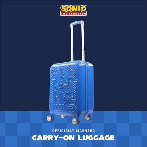 حقيبة حمل FUL Sonic the Hedgehog، حقيبة سفر صلبة قابلة للتوسيع مقاس 21.5 بوصة، باللون الأزرق in Saudi Arabia