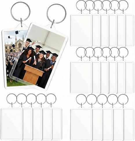 Inbagi 12 Pcs Blank Picture Photo Keychain Clear Rectangle Acrylic Photo Insert Keychain Keyring DIY Gift 2 x 3inch in Saudi Arabia