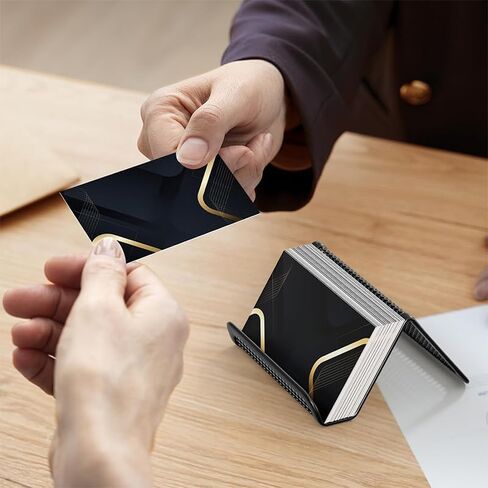 Business Card Holder for Desk, Sturdy Metal Mesh Cards Display Stand for Men and Women, Card Organizers for Office Home Desktop, Fits 30-50 Business Cards, Silver in Saudi Arabia