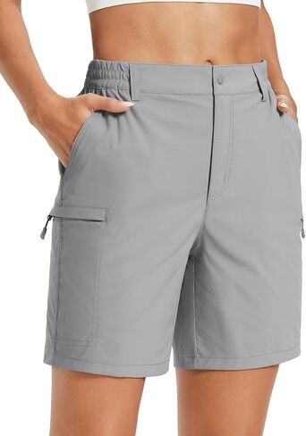 MAGCOMSEN Womens 7" Hiking Cargo Shorts Quick Dry Lightweight Golf Shorts with Pockets for Summer Casual Travel Outdoor in Saudi Arabia