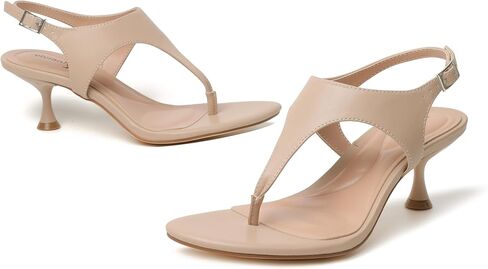 vivianly Kitten Heels for Women Dressy Thong Sandals Slip-On Summer Flip Flop Heels with Soft Straps & Low Block Heel for Women, Comfortable for Party Daily in Saudi Arabia