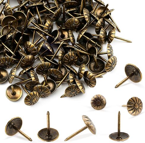 50PCS Upholstery Tacks - Antique Brass Daisy Furniture Tacks Nails for Upholstery Decorative - 7/16In Push Pins Thumb Tack for Wall, Sofa, Chair, Bed and Other Furniture DIY Decorative in Saudi Arabia