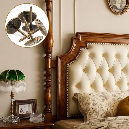 50PCS Upholstery Tacks - Antique Brass Daisy Furniture Tacks Nails for Upholstery Decorative - 7/16In Push Pins Thumb Tack for Wall, Sofa, Chair, Bed and Other Furniture DIY Decorative in Saudi Arabia