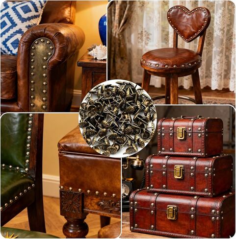 50PCS Upholstery Tacks - Antique Brass Daisy Furniture Tacks Nails for Upholstery Decorative - 7/16In Push Pins Thumb Tack for Wall, Sofa, Chair, Bed and Other Furniture DIY Decorative in Saudi Arabia