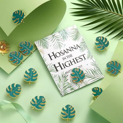 60 قطعة/30 مجموعة من دبابيس المينا Hosanna مع بطاقة أوراق النخيل تتضمن 30 قطعة من دبابيس طية صدر السترة من Palm Sunday و30 بطاقة ماثيو دينية 21:9 لموسم عيد الفصح للرجال والنساء وجوائز الكنيسة وهدايا الحفلات in Saudi Arabia