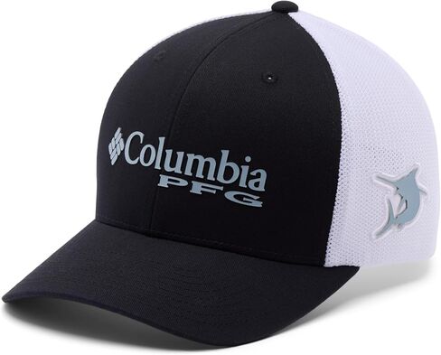 Columbia Unisex PFG Logo Mesh Ball Cap, Black/Crushed Blue/Marlin, S/M in Saudi Arabia