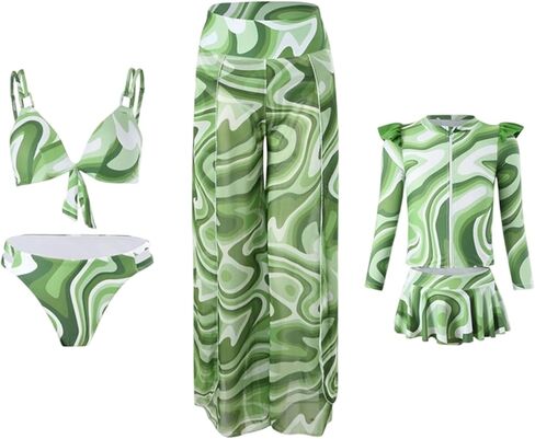 WIWIQS Family Matching Swimsuits Floral Print High Waisted Two Piece Bikini Sets Summer Beach Bathing Suit in Kuwait