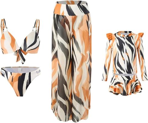 WIWIQS Family Matching Swimsuits Floral Print High Waisted Two Piece Bikini Sets Summer Beach Bathing Suit in Kuwait