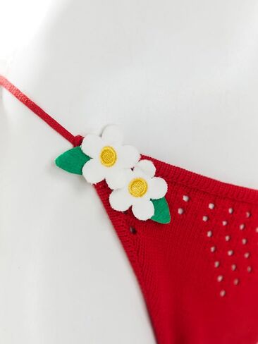 haikyuu Women Strawberry Bikini Crochet Swimsuit Tie Side Two Piece Bathing Suit Halter Triangle Cute Swimwear in Saudi Arabia